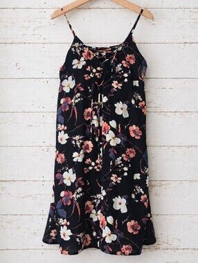 Mimi Chica Floral Black Dress With Pockets Size S